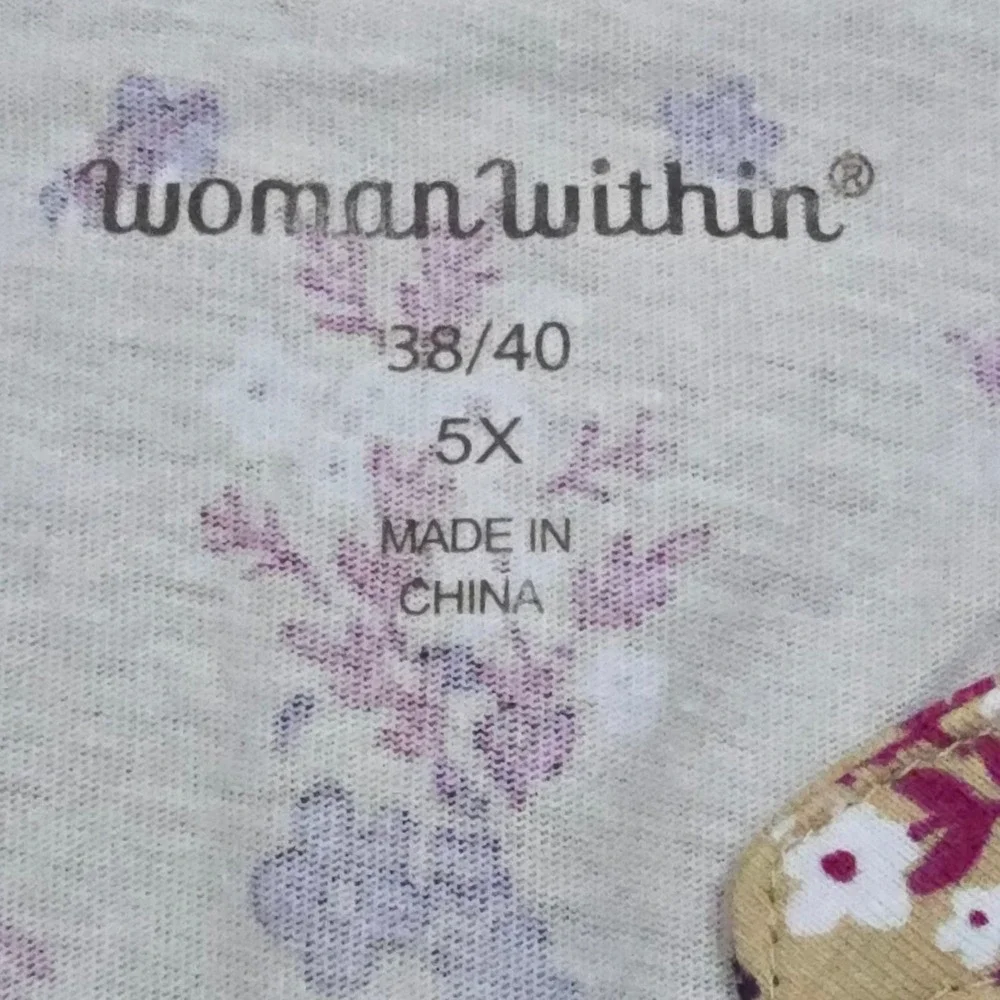 Woman Within Floral Pintuck Tunic Top Women 5X 38/40 Short Sleeve New - Picture 6 of 7